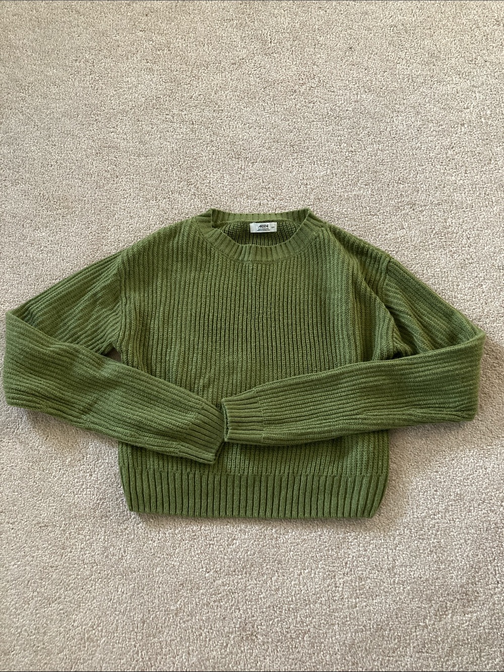 Ardene Olive Green Ribbed Crewneck Sweater